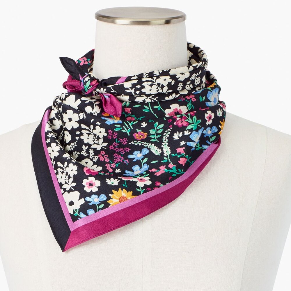NWOT Echo For Talbots Floral Square Scarf - Picture 3 of 14